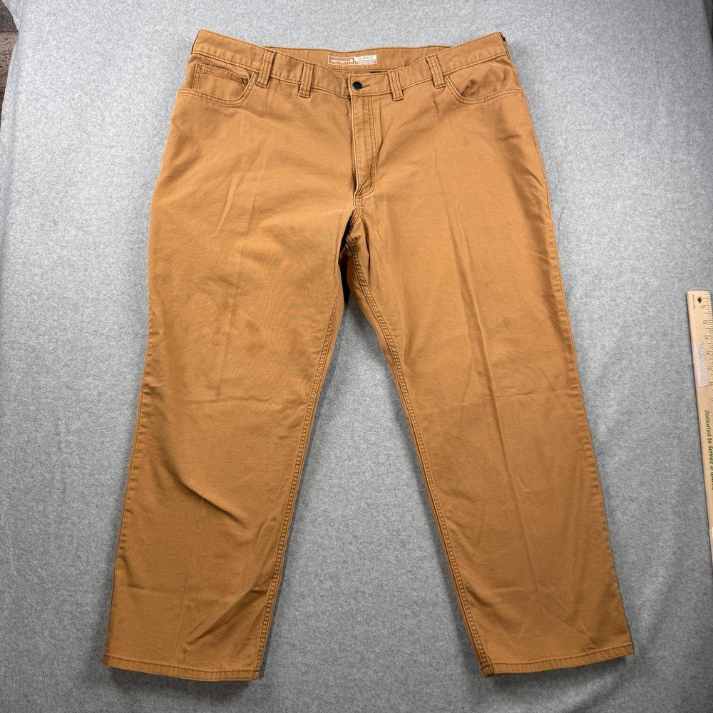 Carhartt‎ Work Pants Mens 44x30 Brown Rugged Flex Relaxed Fit Canvas Utility